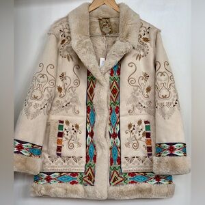 COPY - NEW (w/tags) JOHNNY WAS Hepburn Embroidered + Fur Ski Coat (S) Retail $4…
